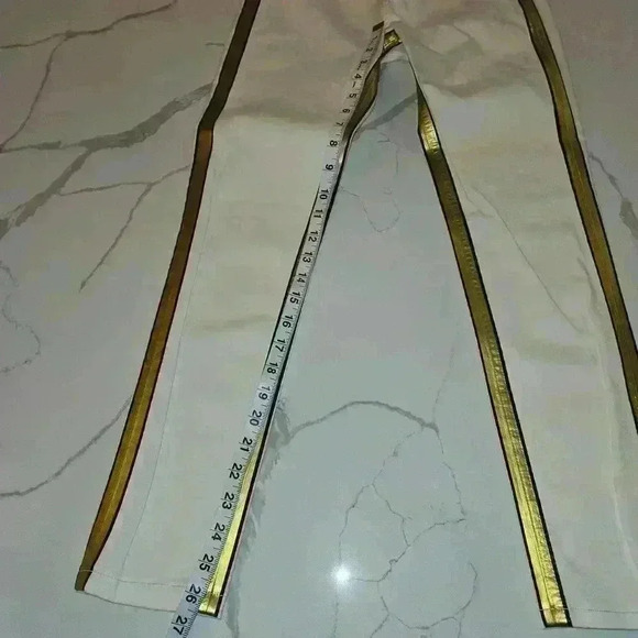 Rag & Bone Womens Cream Gold Piping Tuxedo Jeans Stretch Size 26 - Picture 10 of 11